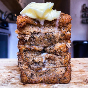 plain banana bread with melted butter